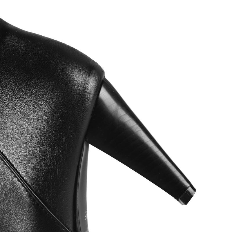 Women's High-heeled Boots Autumn and Winter New Style European and American Style Slim Heel Solid Color Plus Size Mid Length Boots