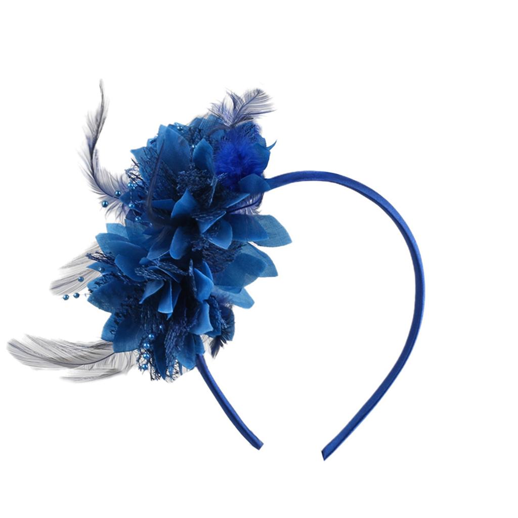 1900S Flapper Feathered Flower Headband For Carnival Party Antique Hair Decoration With Soft Band for Music Festival