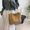 Fashion Corduroy Tote Bag Solid Color Shoulder Bag Women's Casual Handbag For Commute Work Shopper Totes