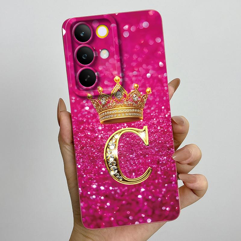 Для Realme C85 Pro 2025 Чехол для телефона с короной и начальной буквой для пары RealmeC85 Pro 4G RMX5555 Мягкий силиконовый TPU Защитный чехол для объектива