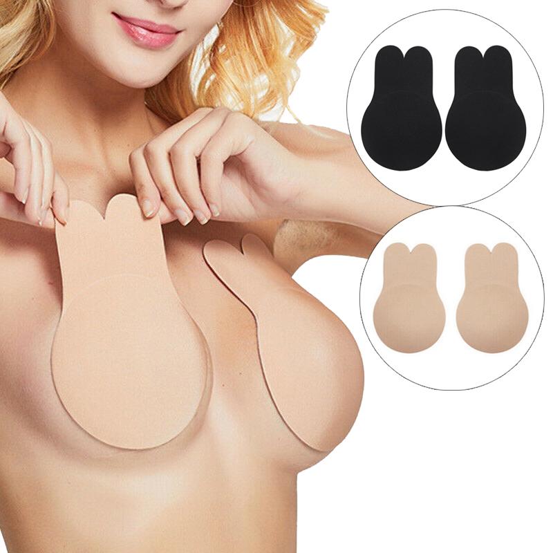 1 Pair Rabbit Ear Reusable Silicone Bust Nipple Cover Pasties Stickers Breast Adhesive Invisible Bra Lift Tape EMA