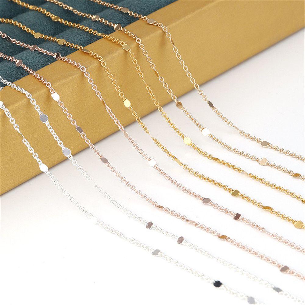 Gold Silver Copper Cable Necklace Components Craft DIY 2M Sequins Chain Findings Jewelry Making