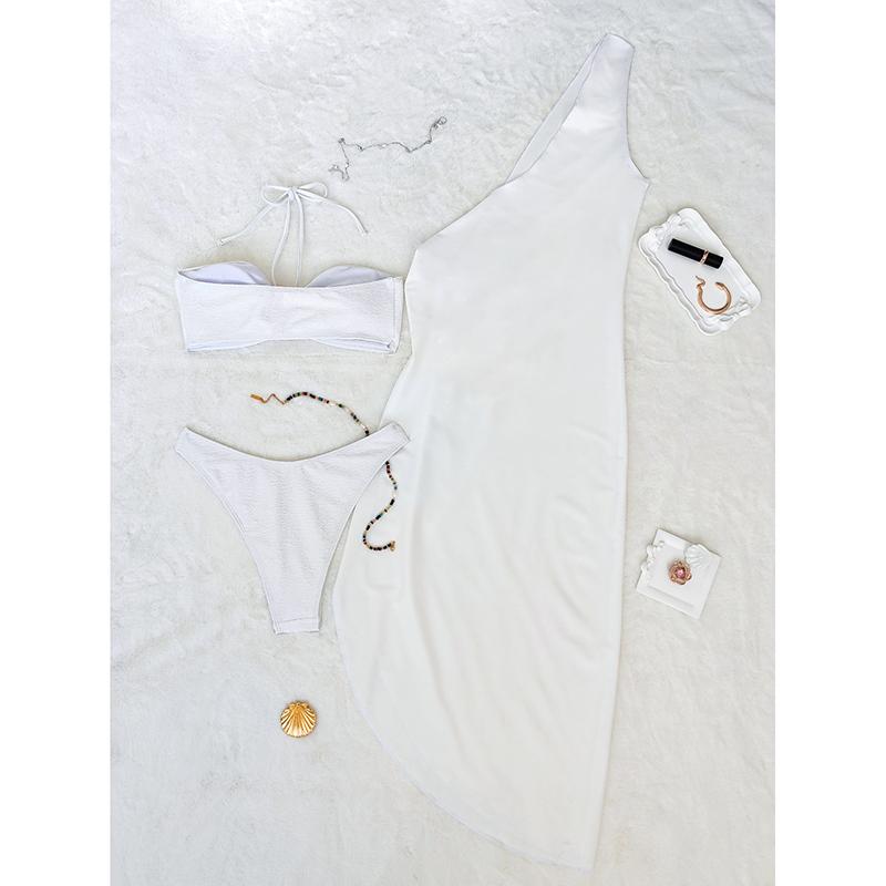 Комплект бикини из 3 предметов, сексуальные женские купальники, женская купальная одежда, бикини на одно плечо, купальный костюм, костюмы для плавания, пляжная одежда, бикини