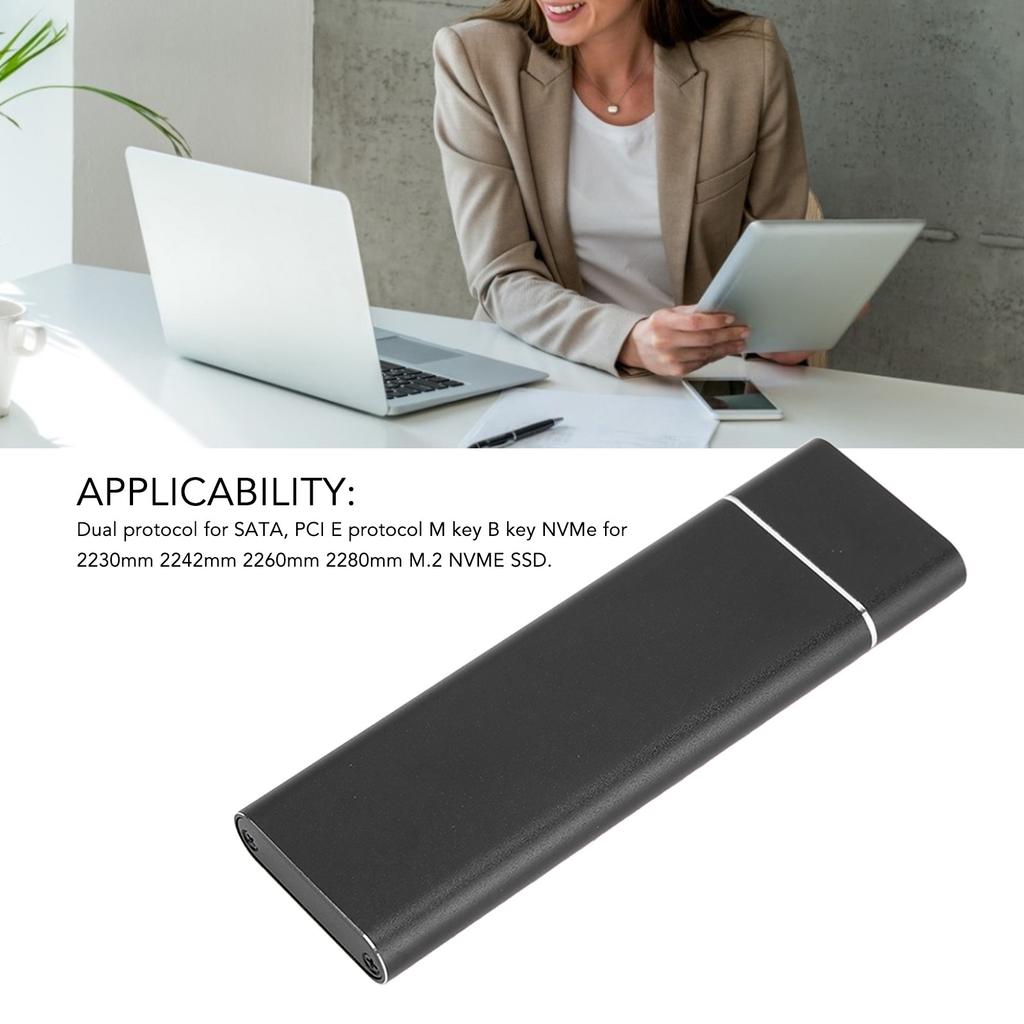 SSD Enclosure M.2 PCIE NVMe   Dual Protocol SSD Enclosure Type C High Speed Transfer Aluminum Alloy Mobile SSD Case (Not Inclube Hard Disk)