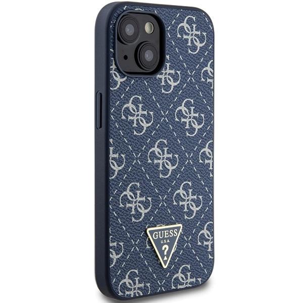 Guess Чехол с металлическим логотипом 4G Triangle для iPhone 15 Plus / 14 Plus - синий