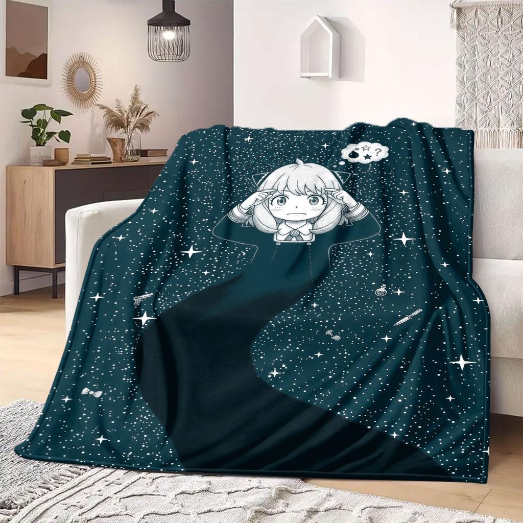 Spy x Family Anime Style Flannel Blanket, Vivid Print for Bed and Chair, Warm Home Textile, Lightweight Outdoor Use_LIAN