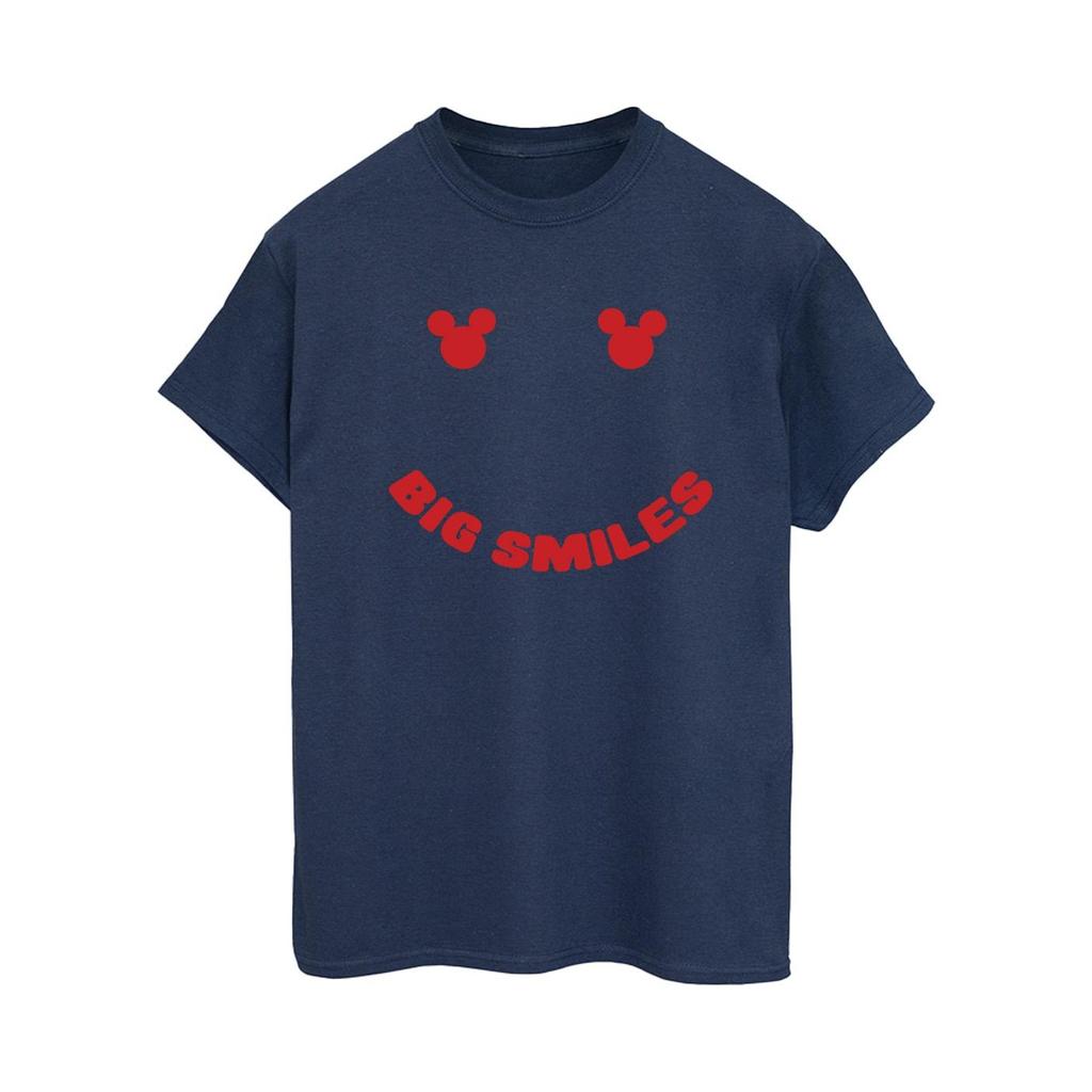 Disney Womens/Ladies Mickey Mouse Big Smile Cotton Boyfriend T-Shirt