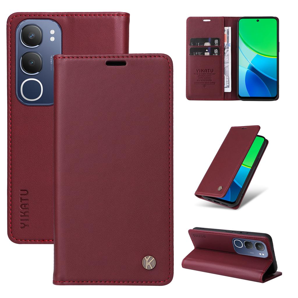 For vivo Y19s 4G Wallet Case YIKATU YK- 001 PU Leather Phone Cover with Stand