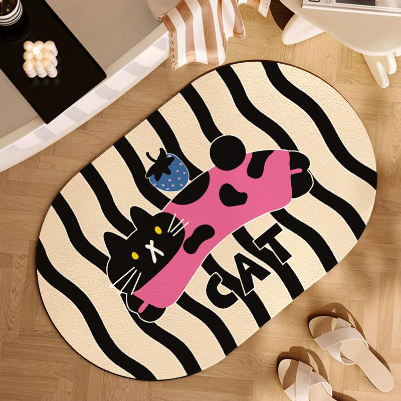 Коврик для пола с изображением кота из диатомовой грязи, впитывающий противоскользящий коврик для двери ванной комнаты, коврик для туалета и ванной комнаты