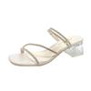 Rhinestone Sandals Two Wear Cool Slippers Women's Summer Wear 2025 New Thick Heel High Heels