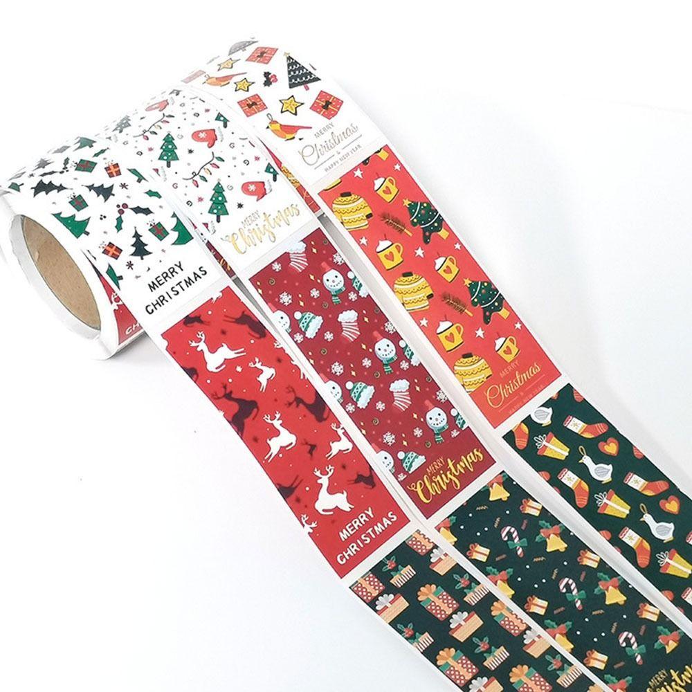 Wrapping Happy New Year Sealing Labels Merry Christmas Stickers Santa Claus Snowman Greeting Tags