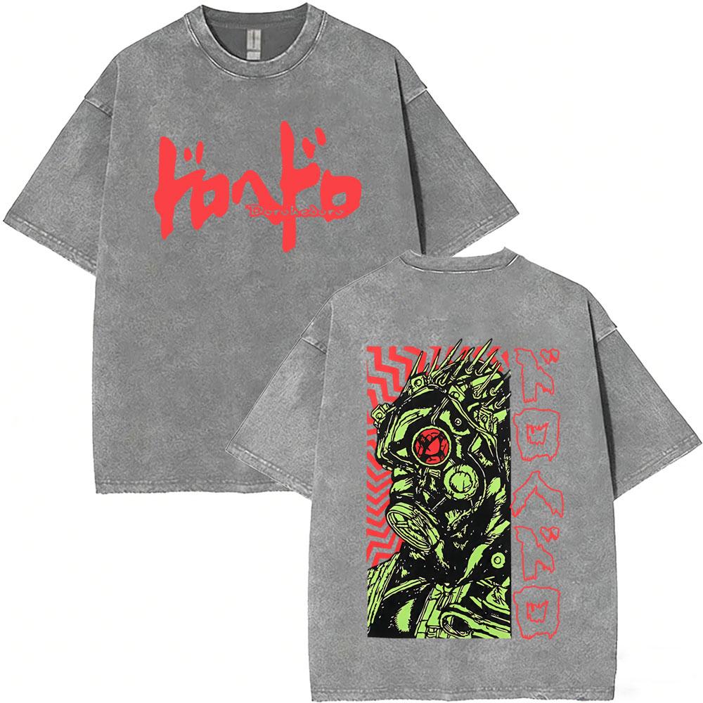Japanese Anime Dorohedoro Kai Vintage Washed T-shirt 's Rock Gothic Horror T Shirt   Cool ga Oversized T-shirts