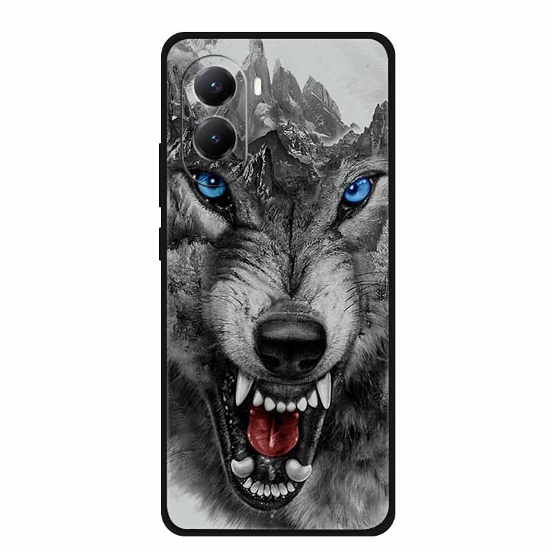 For Xiaomi Poco M7 4G Case Cat Painted TPU Black Soft Silicone Phone Case Color Lattice Bumper Protector New for Poco M7 Fundas