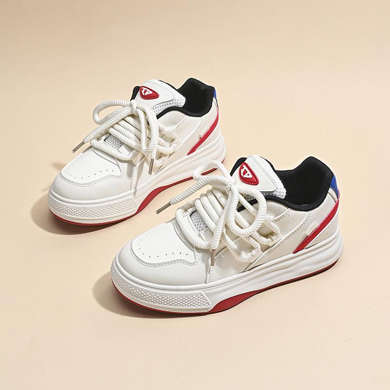 Платформенные белые женские туфли 2025 новая модель с увеличением роста, универсальные повседневные кеды, нишевые, ретро, контрастные, спортивные, папины, трендовые