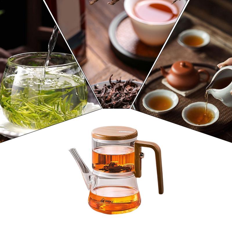 Магнитный чайник с разделением, съемный заварочный фильтр, чайник с длинным носиком, термостойкий, с прессовым управлением, стеклянный чайник