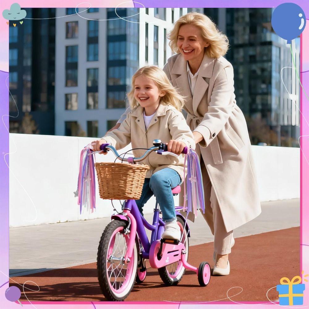 1pair Colorful Bike Tassels Ribbon Style Scooter Tassels Sparkly Handlebar Streamers Scooter