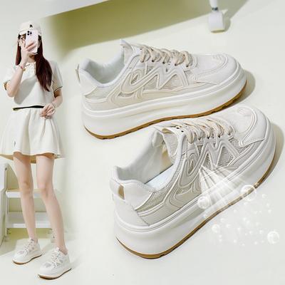 Новые летние дышащие белые туфли в корейском стиле, женские повседневные туфли с низким берцем, туфли на платформе, туфли на платформе Zy1807