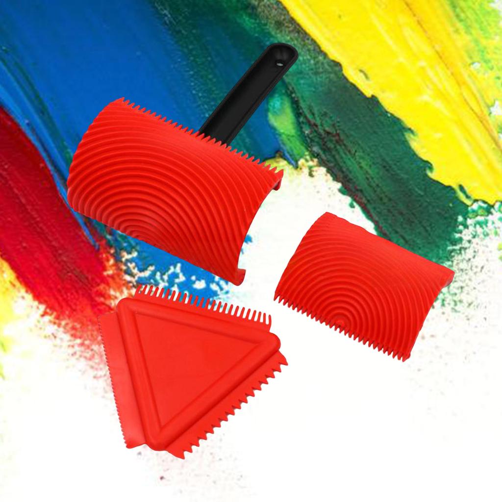 Набор малярных валиков с текстурой дерева с прочными полиуретановыми валиками и эргономичной ручкой для гладкого покрытия стен