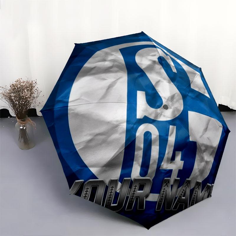 1 PC Automatic Folding Umbrella - FC Schalke 04 Custom Name Pattern, Portable & Foldable Design with 8 Ribs, Christmas Birthday Gifts