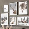 Wall Art Canvas Painting Christmas Winter Snow House Deer Fox Nordic Posters And Prints Wall Pictures For Living Room Decoration