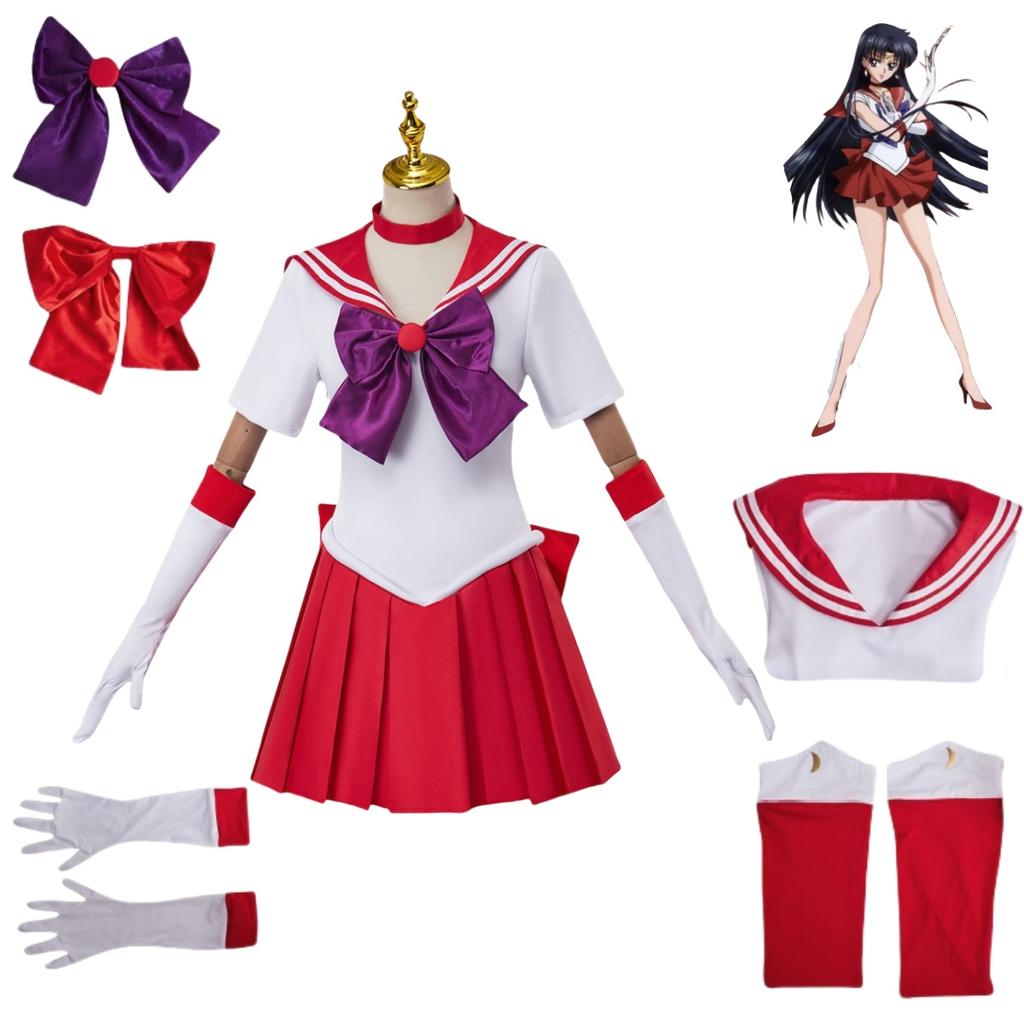 Костюмы для косплея Hino Rei Sailor Mars для женщин, костюм для персонажей мультфильмов на Хэллоуин, юбка с коротким рукавом GW199