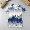 Tie-Dye Sultry V-Neck Short Sleeve Bodycon Mini Dress – Soft Comfort Fabric for Beach Vacation & Casual Daily Wear