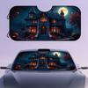 1pc, Portable Front Window Car Sunshade With Halloween Gothic Halloween Haunted House Pumpkins Theme, Foldable Visor Shield For