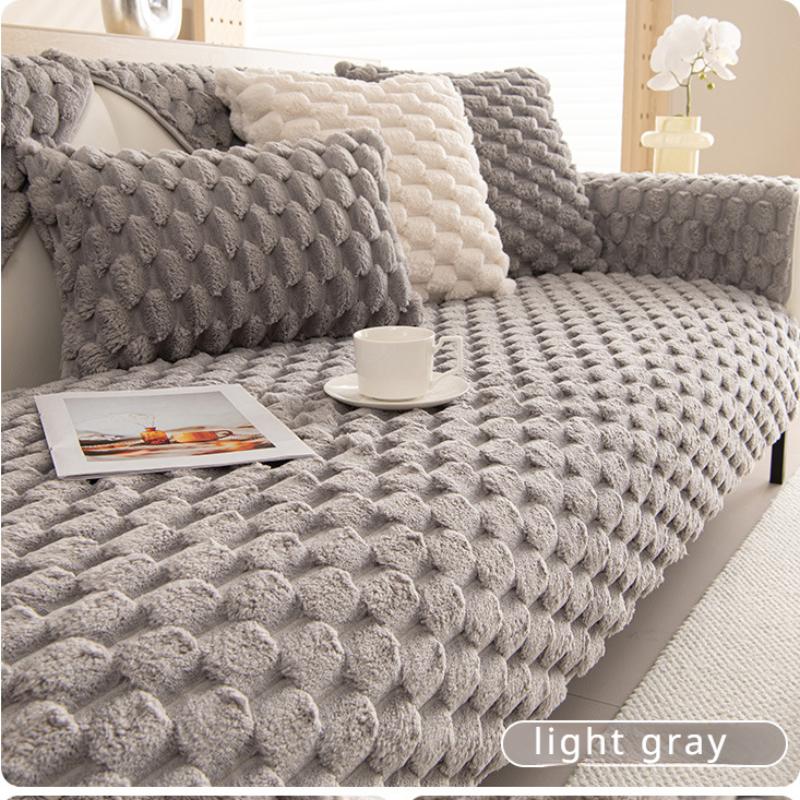 Зимний Толстый и Теплый Плюшевый Коврик для Дивана Скандинавский Минималистичный Противоскользящий Подушка для Сиденья Дивана Трехмерный Тисненый Противоскользящий Полный Комплект Ткань для Защиты от Пыли для Дивана