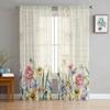 Spring Flowers Plants Wildflowers Sheer Curtains for Living Room Decoration Window Curtain Kitchen Tulle Voile Organza Drapes