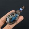 Labradorite Pendant, Handmade Gemstone 999 Copper Wire Wrapped Evil Eye Pendant Antique Jewelry, For Gift Silver Jewelry