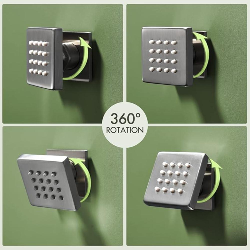 Хромированный Черный Латунный Корпус Боковые Души Квадратный Душ Спа Массажные Боковые Форсунки Золотая Скрытая Душевая Лейка Смеситель Аксессуар