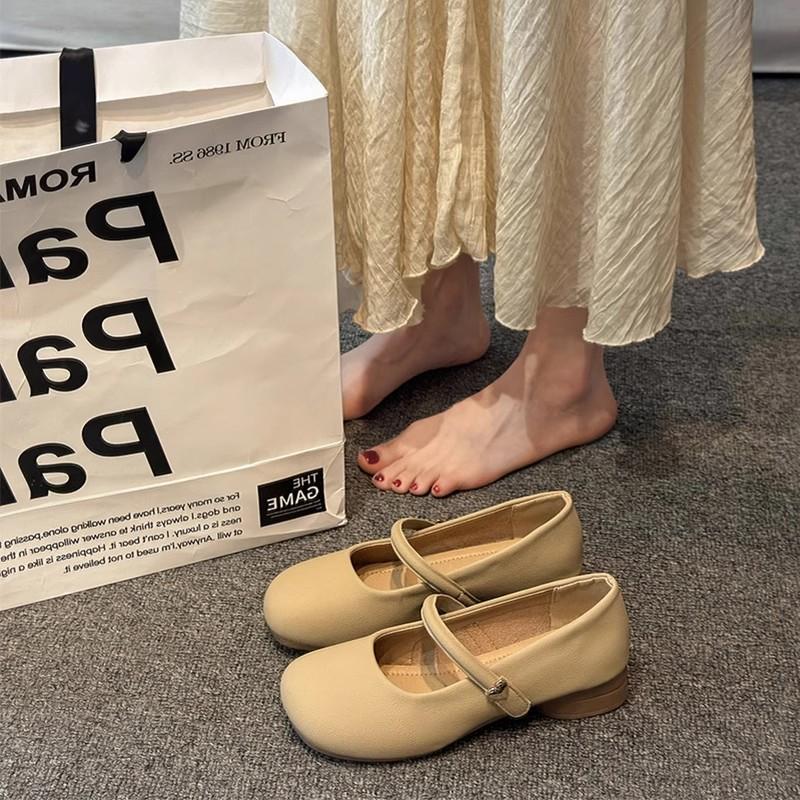 Французские туфли на толстом каблуке, женские, 2025 весна-лето, новые, универсальные, вечерние, под юбку, Мэри Джейн, маленькие кожаные туфли, натуральная кожа, w