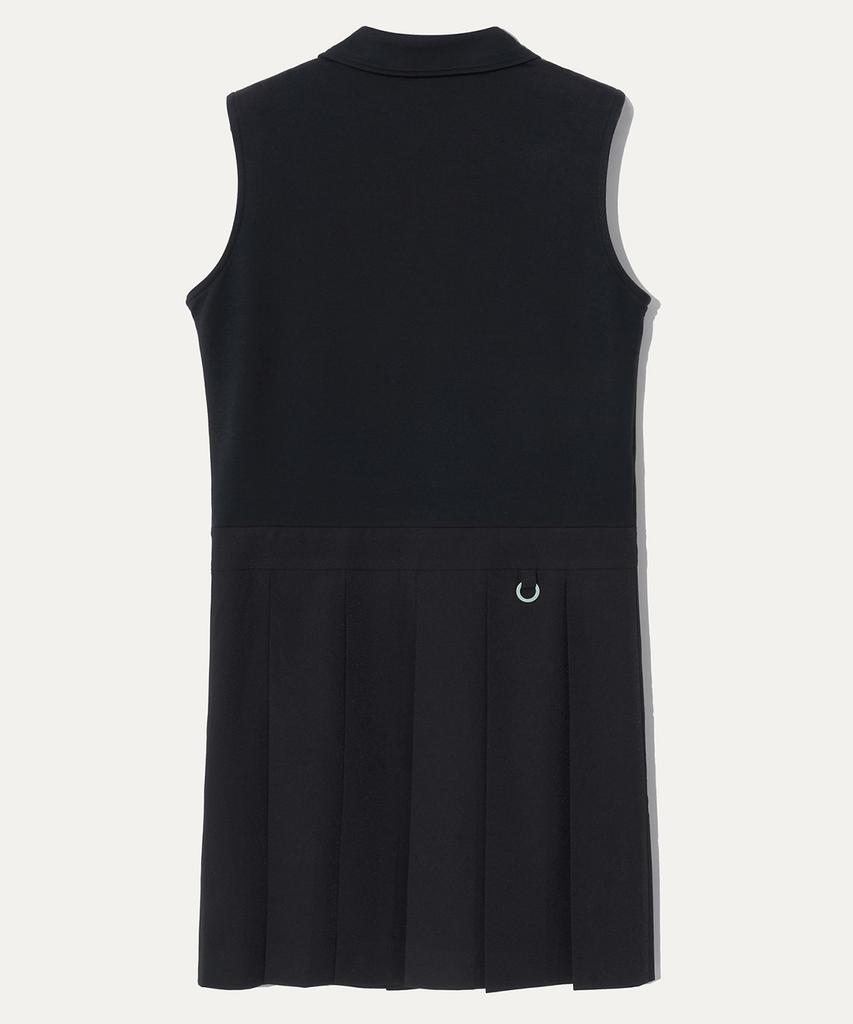 Mayol Logo Embroidered Pleated Dress_Black