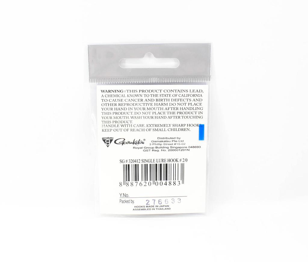 Gamakatsu Одинарный крючок для приманки, размер 2/0, 6 штук в упаковке (4883)