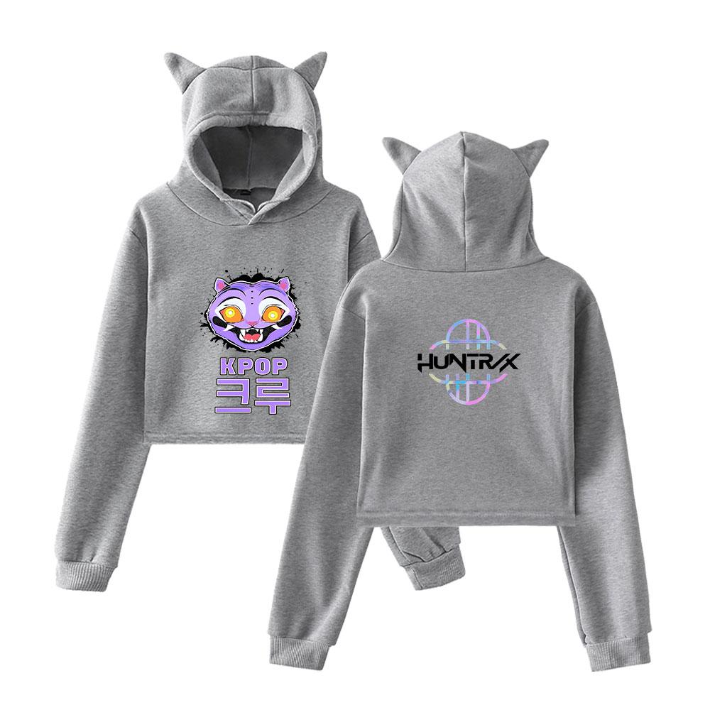 New KPop Demon Hunters Pullover Girls Casual Cat Cropped Hoodies Female Long Sleeve Sweatshirts Crop Top Women's Hoodie Sexy Tops