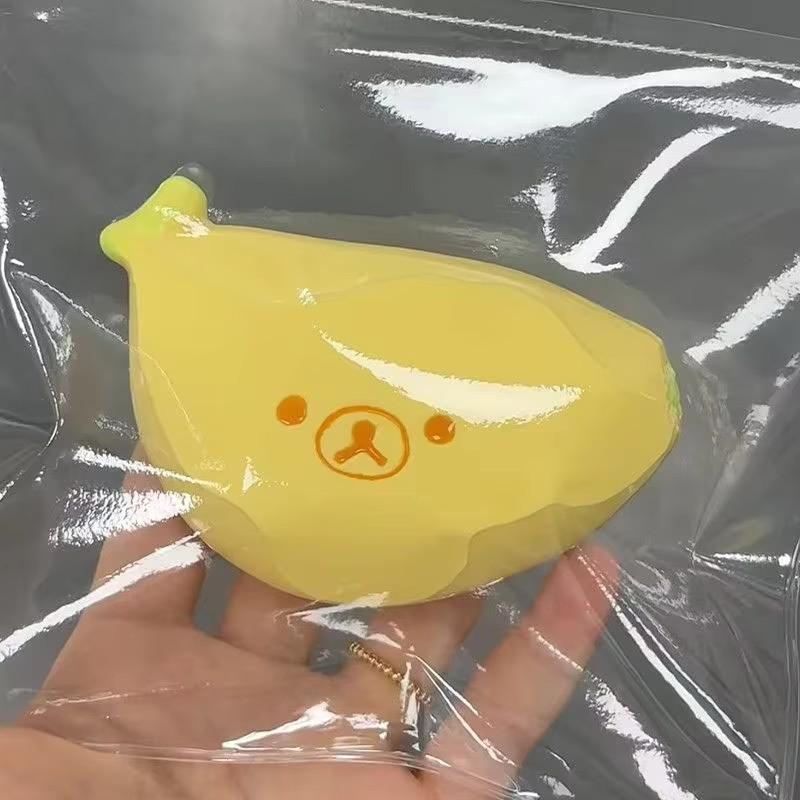 Stress Relief Squeeze Toy Silicone Bear Banana Super Soft Simulated Food Play Stretchy Viscous Mud Texture For Adults