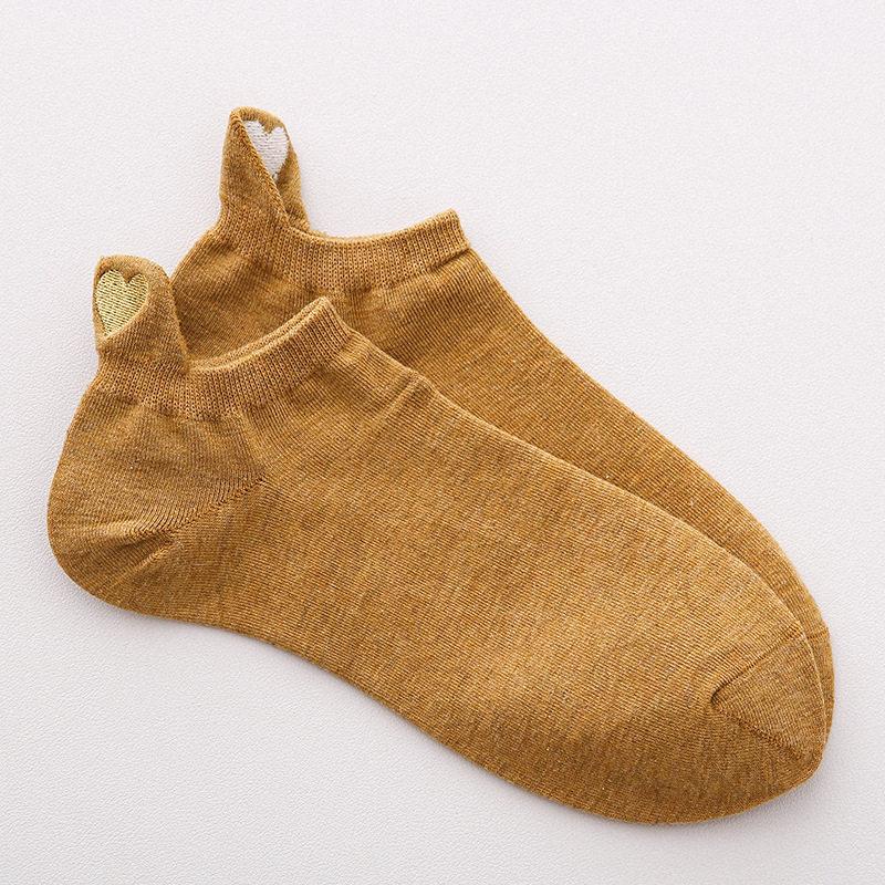 Cute Embroidery Love Heart Socks Fashion Funny Sokken Heel With Glitter Gold Silk Red Heart Ankle Socks Dropship