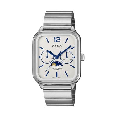 Мужские часы с фазами луны, Casio Collection, MTP-M305D-7AJF, Белый циферблат, Оригинальная японская модель