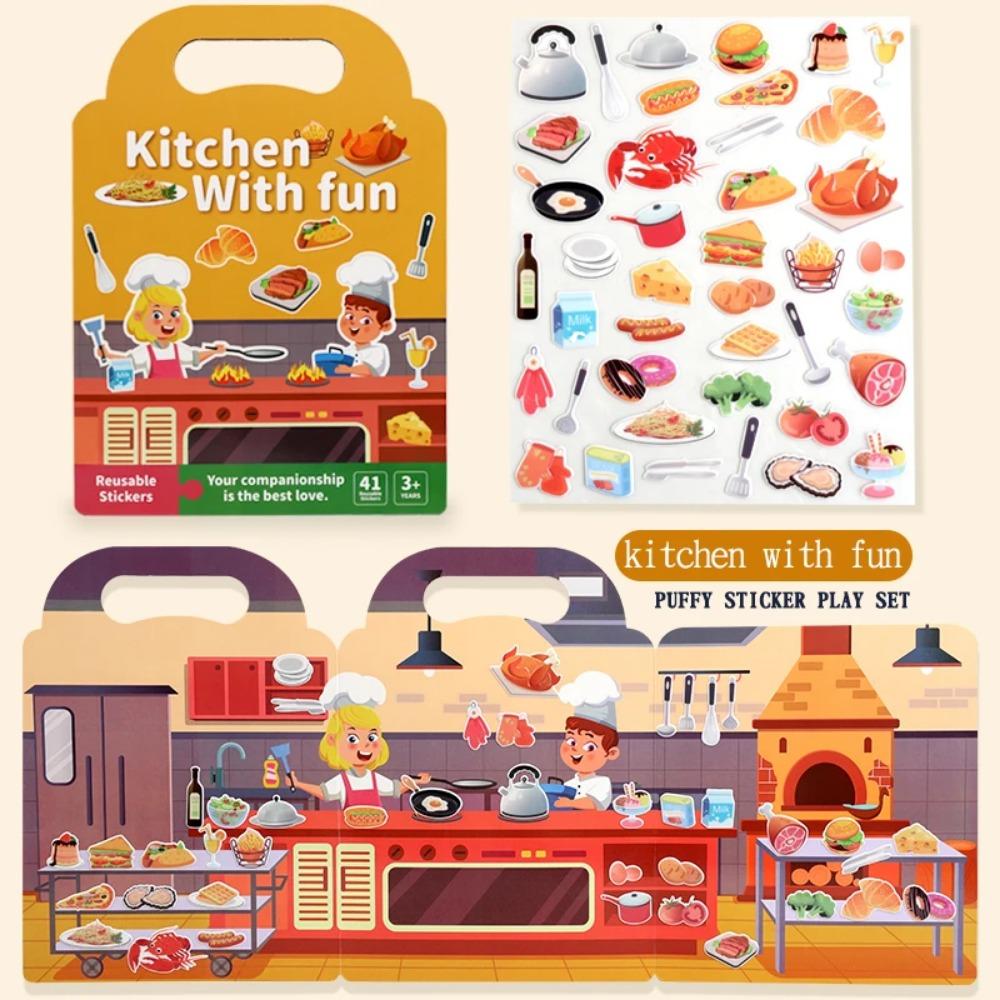 Детская книга с наклейками «Сделай сам», наклейки с пузырьками, наклейки-желе, игрушка, детская портативная многоразовая тихая книга для занятий