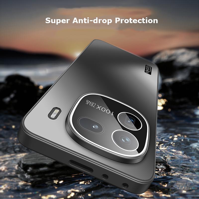 Для vivo iQOO 12 Pro Dazzle Plating Корпус ПК Камера Полное покрытие с пленкой для объектива Супер против падения Силикагель Край Противоскользящий чехол Защитный чехол