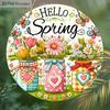 2D Flat Hanging Decorative Signs,interior Wall or Door Dec,garden Dec.,the Pattern Is Flowers and "HELLO Spring"sign,a Housewarming Gift for Friends