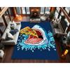 Funny Shark Pizza Rug Playful Cartoon Ocean Carpet for Teen Room Living Room Bedroom Home Decoration Carpet