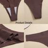 FINETOO Women Seamless Thong Maillard Color Sexy G-String Female Multi Color Ice Silk No Trace Underwear High Cut Soft Panties