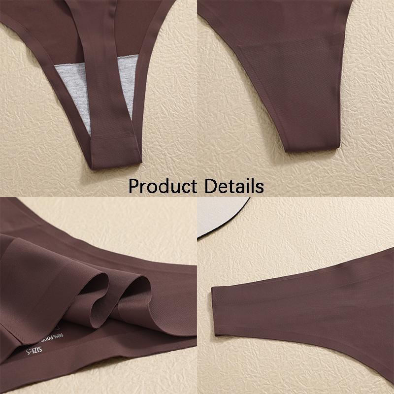 FINETOO Women Seamless Thong Maillard Color Sexy G-String Female Multi Color Ice Silk No Trace Underwear High Cut Soft Panties