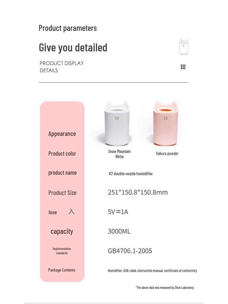 Новый 3-литровый USB-увлажнитель с двойным распылением: Бесшумный очиститель воздуха для дома, спальни и офиса.