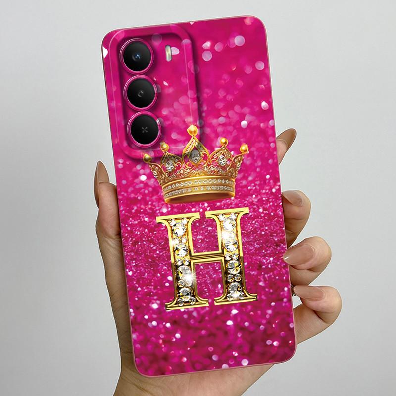 Чехол из жидкого силикона для Realme P3 Lite 4G RMX5300 Корона Первоначальные буквы Чехол для пары Телефона Ударопрочный Мягкая задняя крышка из ТПУ Fundas