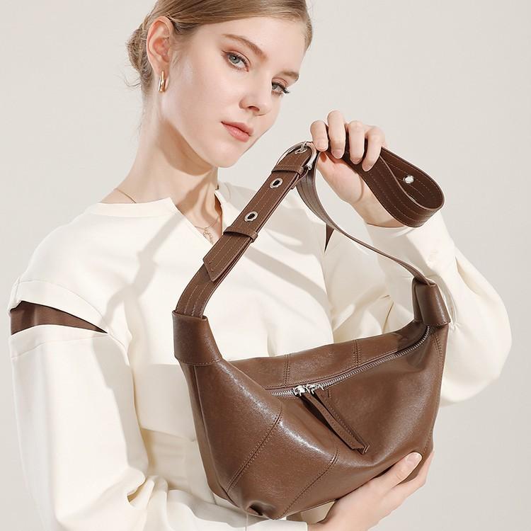 The First Layer Of Cowhide, Winter Genuine Leather, Light Luxury, High-End Fashion, Single Shoulder Crossbody Underarm Bag Woman
