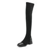 Krazing Pot Flock Autumn Winter Shoes Elastic Boots Square Toe Keep Warm Stretch Over-the-knee Boots