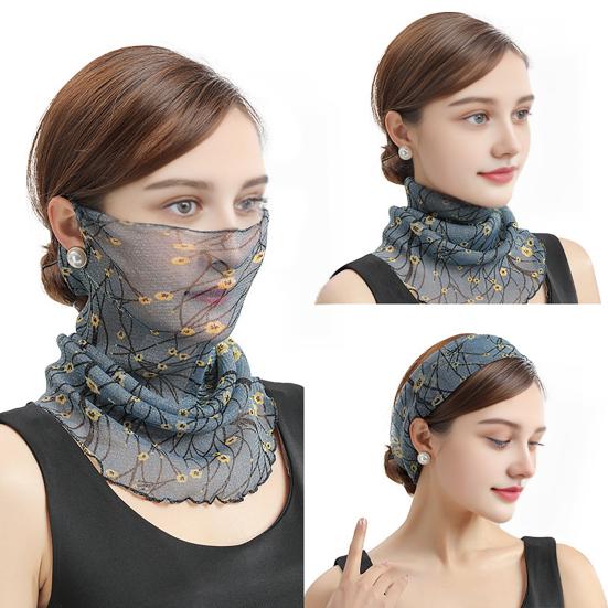 Yousheng Women Floral Chiffon Ring Scarf Neck Guard False Collar Elastic Bib Wraps Travel Scarf Versatile Accessory