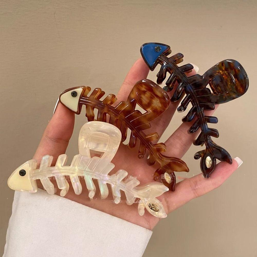 Hairpin Fish Bone Shaped Hair Claw Acetic Acid Acetate Shark Clip Cute Animals Hair Clip Headwear